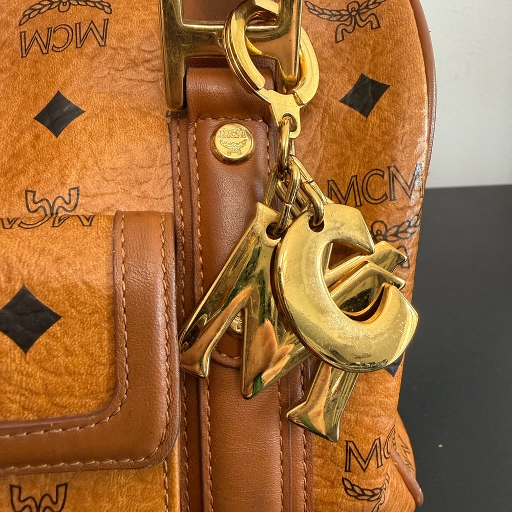 MCM Cognac Visetos Satchel with Gold Hardware - Picture 6 of 10